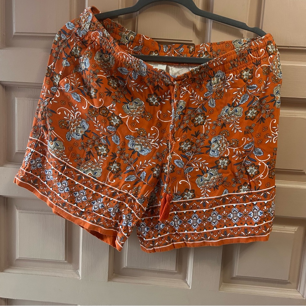 J. Jill Orange Floral High Waist Shorts